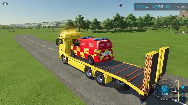 GARAGE OF COLORS ! TRANSPORTING MIXER, BALLS TRACTOR, MONEY PICKUP, AMBULANCE WITH TRUCKS ! FS 22 ! смотреть онлайн