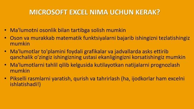 Excelda ishlash - MSE Дарс №1 MICROSOFT EXCEL ХАКИДА ( microsoft excel tutorial ) ( excel tutorial смотреть онлайн