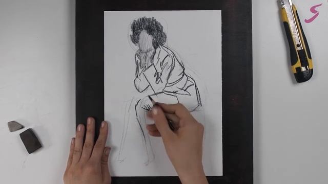 Рисунок. Фигура человека. Сидящая девушка смотреть онлайн