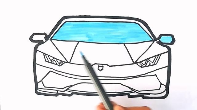 Lamborghini Drawing, Painting and Coloring for Kids & Toddlers | How to draw a car step by step смотреть онлайн