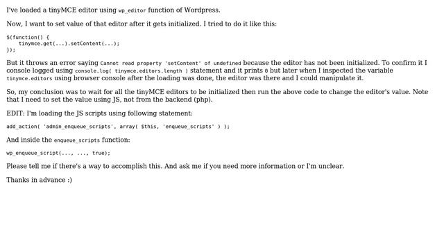 Wordpress: How to set callback to execute after all the tinyMCE editors have been initialized? смотреть онлайн