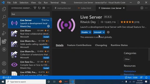 How to run live-server in vs code | Live server in visual studio code смотреть онлайн