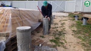 Сваи. Выравнивание оголовков. Фундамент свайный бетонный своими руками.