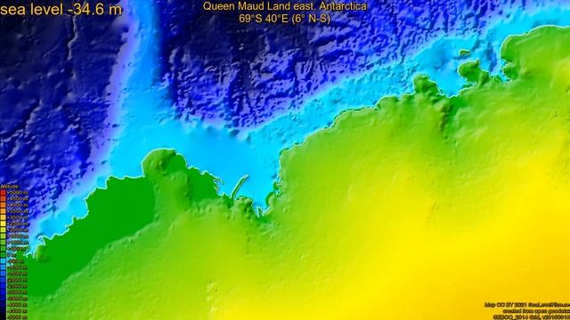 Queen Maud Land east, Antarctica, sea level rise -135 - 65 m смотреть онлайн
