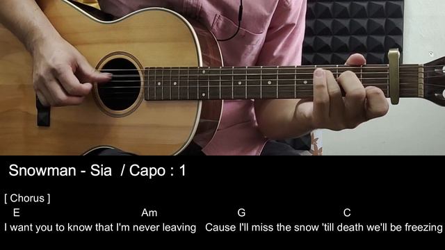 Snowman - Sia - Guitar Tutorial Cover come with Chords/ Lyrics / tab смотреть онлайн
