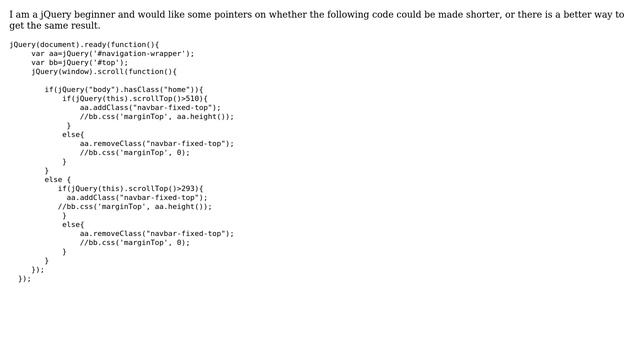 Code Review: Add/Remove class on scroll depending on scroll length смотреть онлайн