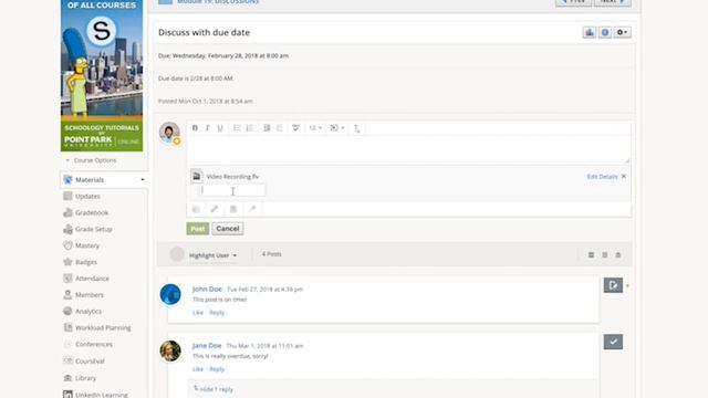 How to Submit Audio/Video Discussions in Schoology - Tutorials for Point Park Students смотреть онлайн