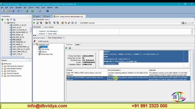 Oracle SQL Tuning Advisor Example смотреть онлайн
