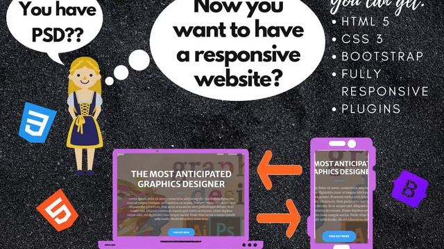 Convert psd to html, xd figma to bootstrap responsive html - Best Web Programming service смотреть онлайн
