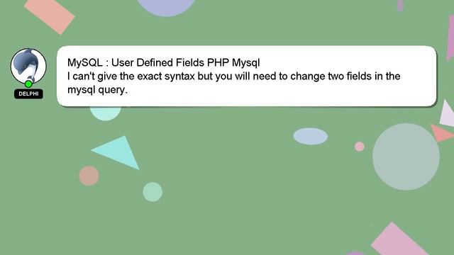 MySQL : User Defined Fields PHP Mysql смотреть онлайн