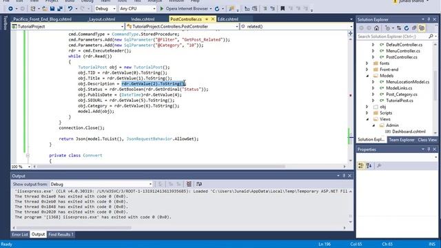210 ASP .NET MVC - Create JSONResult Action and Render Data Below Post in Tutorial Project смотреть онлайн