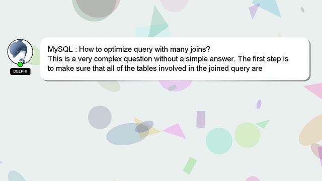 MySQL : How to optimize query with many joins? смотреть онлайн