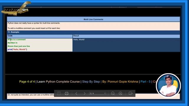 Learn Python Complete Course | Step By Step | Comments | By: Ponnuri Gopie Krishna | Part - 4 смотреть онлайн