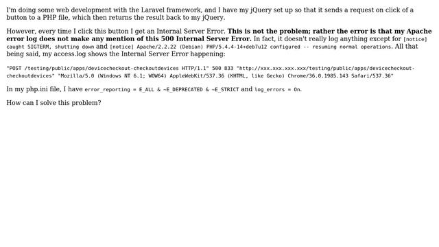 Apache2 internal server error not being logged смотреть онлайн
