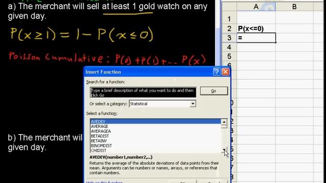 How to Compute Probability in a Poisson Distribution Using Excel - Business Statistics Tips смотреть онлайн