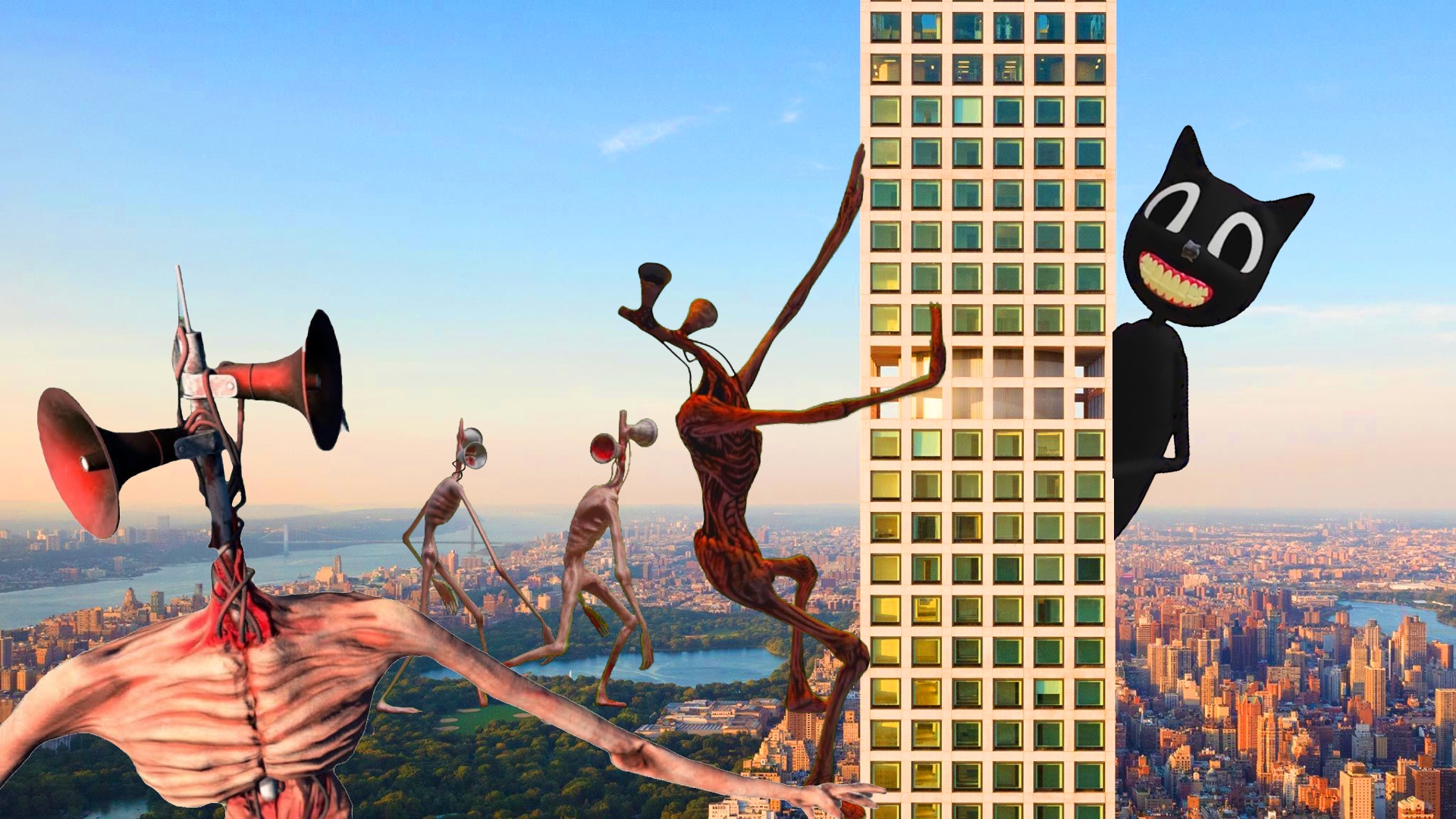 Siren Head vs Cartoon Cat & Huggy Wuggy & SCP 096 / Granny in real Life смотреть онлайн