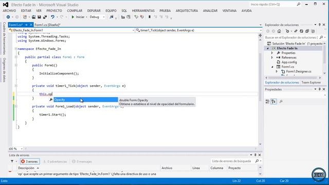 Tutorial - Efecto Fade In en Formularios de C Sharp (C#) смотреть онлайн