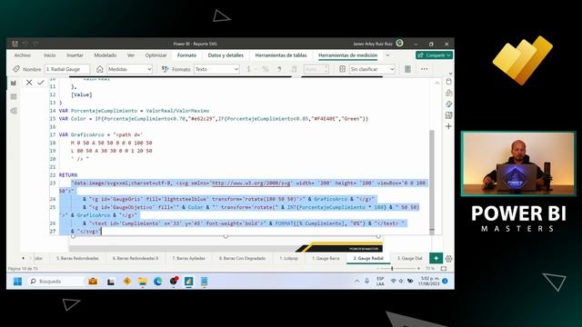 17. Radial Gauge SVG con Formato Condicional en Power BI. смотреть онлайн
