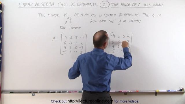 Linear Algebra: Ch 2 - Determinants (21 of 48) The Minor of a Matrix (4x4) смотреть онлайн
