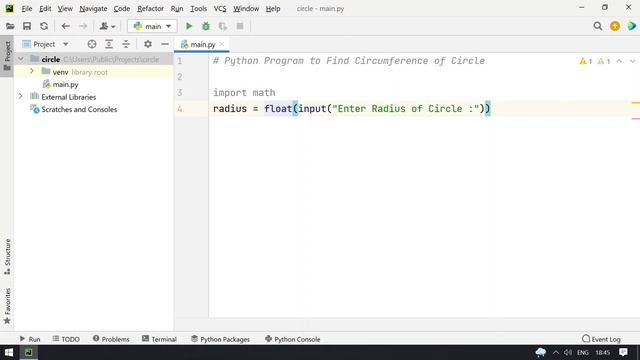 Python Program to Calculate Circumference of Circle смотреть онлайн