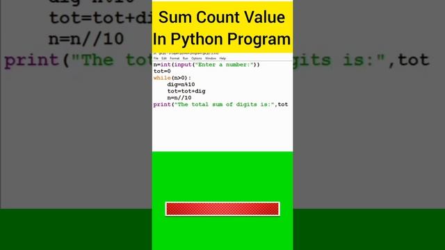 Sum Count Value in Python Program | Short sum value in Python Program #coding#python#sumcountvalue смотреть онлайн