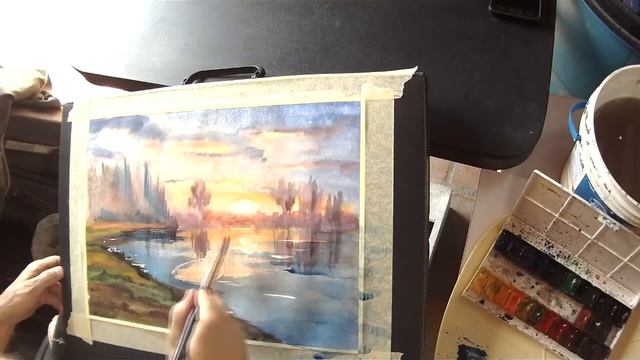 "Лодка у берега". Процесс рисования акварелью / "Boat at the shore." The process painting смотреть онлайн
