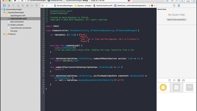 How to make Dynamic Row Height in a TableView (iOS, Swift 2.2, Xcode 7) смотреть онлайн