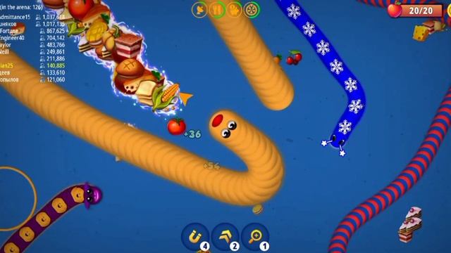 Worm zone io Taddy Snake Beat yellow tiny Snake,The Best worm zone game eartworms|| смотреть онлайн