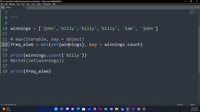 How to find out the most frequent element in a list смотреть онлайн