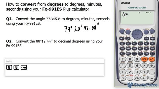 ? How to convert from degrees to degrees, minutes, seconds using your Fx-991ES Plus calculator смотреть онлайн