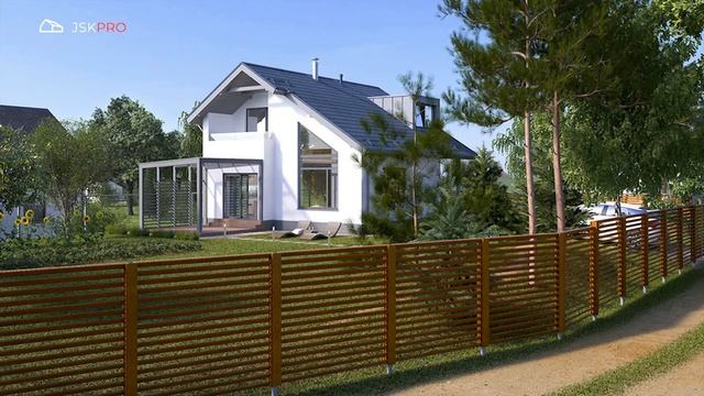 Дом с террасой и панорамными окнами. Проект современного дома. Клип. Крутой дом! #Shorts смотреть онлайн