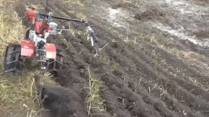 Вспашка (лущение) мотоблоком Угра