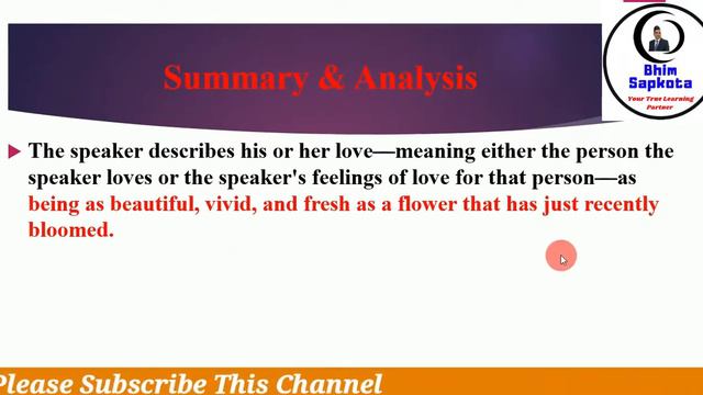 Summary of Red Red Rose || Grade 11 || Bhim Sapkota смотреть онлайн