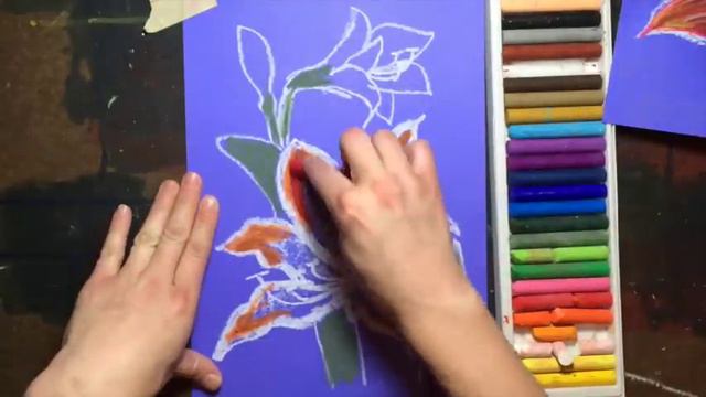 Oil Pastel Flower tutorial смотреть онлайн