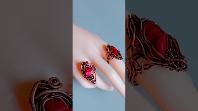 Кольцо из медной проволоки с кораллом смотреть онлайн