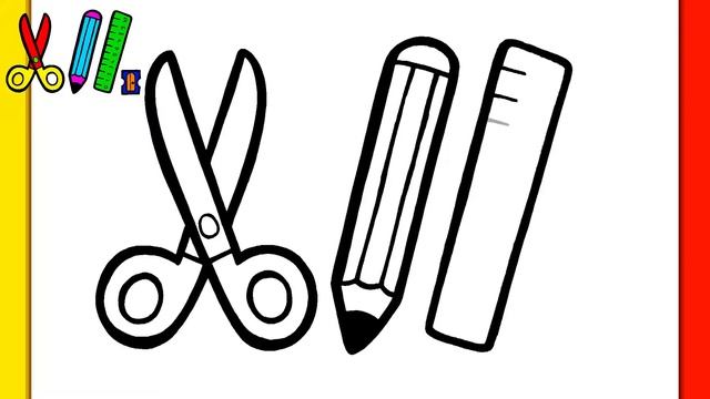 COMO DESENHAR UMA TESOURA, UMA RÉGUA E UM LÁPIS | Desenhos fáceis смотреть онлайн