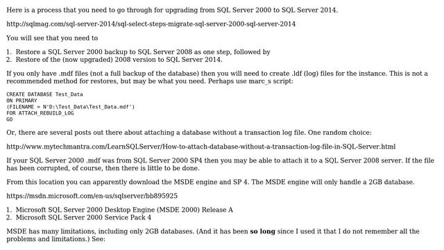 Databases: How can I do a SQL Server 2000 bak? смотреть онлайн