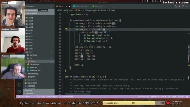 ? Rust vs ? Python: Advent of code in Rust - solving day 17/2021 (Twitch Live 2022-07-04) смотреть онлайн