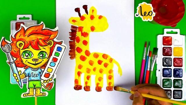 Как нарисовать ЖИРАФА акварелью - урок рисования для детей от 3 лет смотреть онлайн