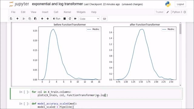 Using Exponential and Log transformers for feature scaling | Machine Learning смотреть онлайн