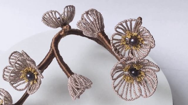 Sakura bracelet, micro-macrame flowers #artnodus смотреть онлайн