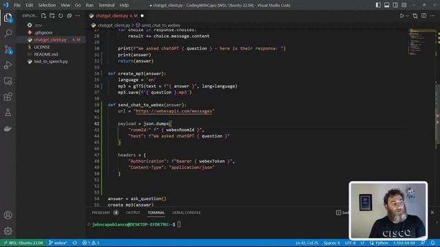 Adding Webex to ChatGPT with Python and gTTS Integration смотреть онлайн