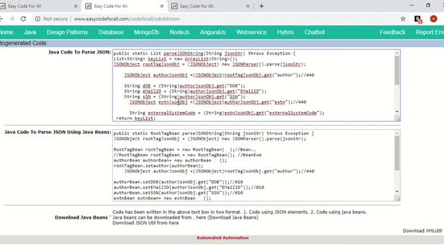 GenerateJSONCode; JSON parsing, Java Code For JSON Parsing, JSON parsing смотреть онлайн
