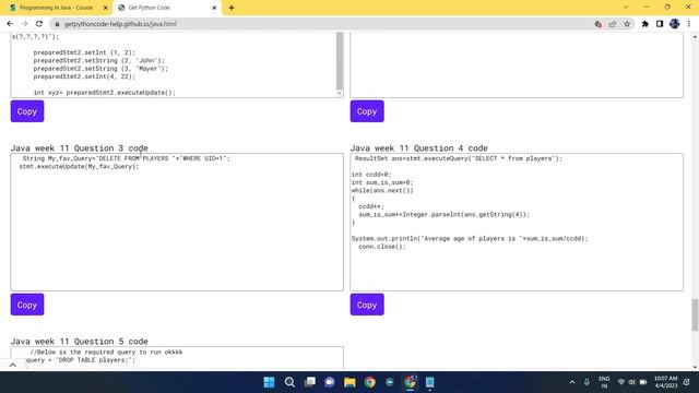 NPTEL Programming in Java week 11 all 5 programming assignment answer with code link смотреть онлайн