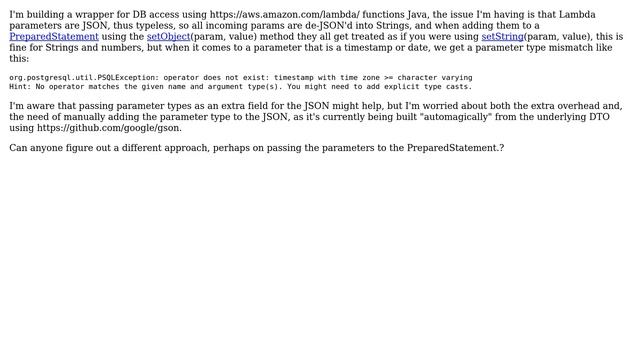 Databases: Database Wrapper Design issue: No operator matches the given name and argument type(s) смотреть онлайн