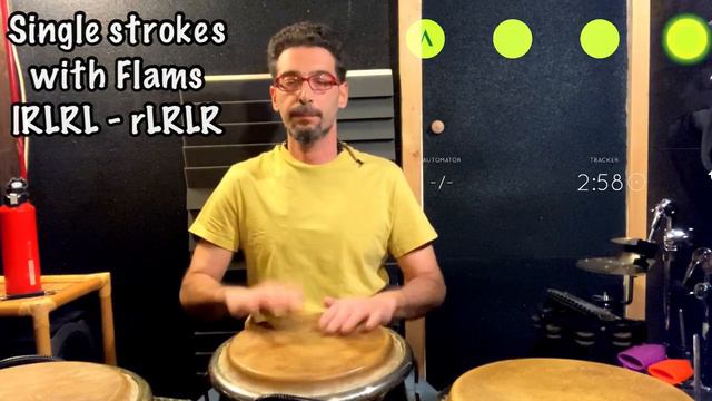 Congas technique tutorial - Flams exercise n.1 - 5min. workout (play along) смотреть онлайн