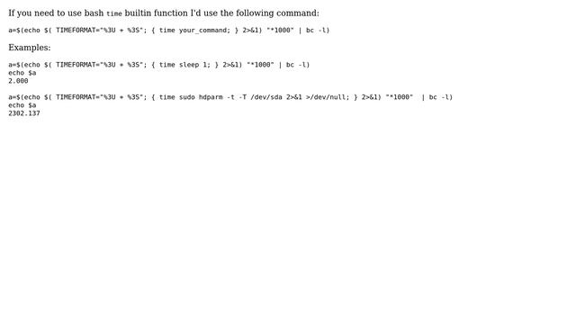 Ubuntu: How to use time command in bash, to sum sys + user time, and output it as milliseconds? смотреть онлайн
