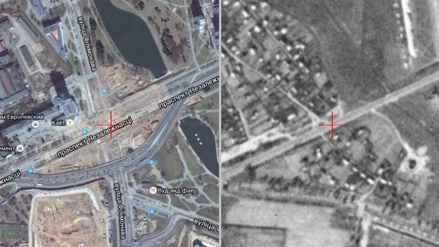 Минск. Проспект Независимости, ул. Филимонова "Газпром Центр" (Слева - 2015 г, справа - 1964 г.) смотреть онлайн