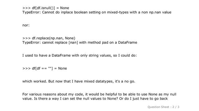 Pandas : Use None instead of np.nan for null values in pandas DataFrame смотреть онлайн
