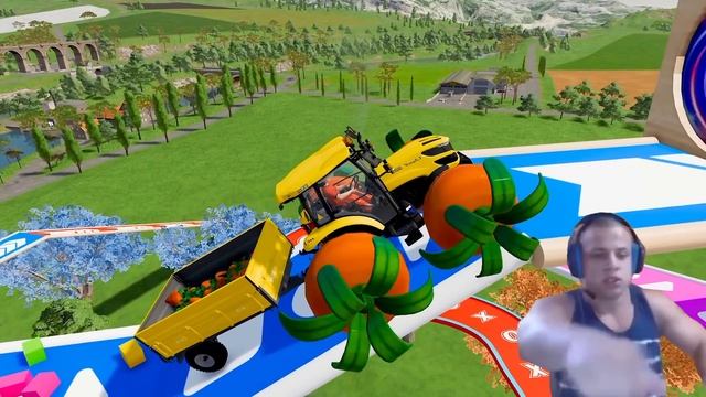 TRANSPORTING POLICE CHEVROLET, TOYOTA CAR, FIRE TRUCK, BUS WITH MINI TRACTOR - Farming Simulator 22 смотреть онлайн